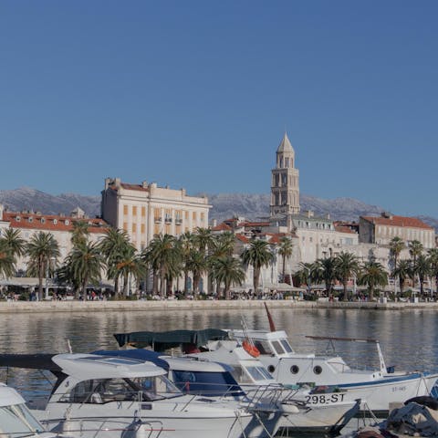 Drive twenty-five minutes to Split and walk along the promenade
