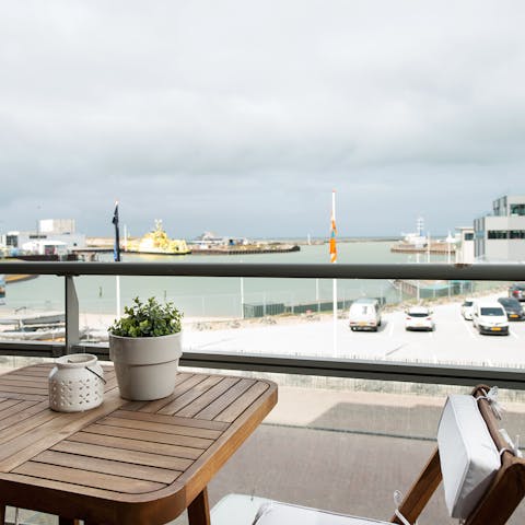 Sip your morning coffee and enjoy the view of the harbour