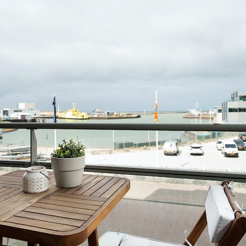 Sip your morning coffee and enjoy the view of the harbour