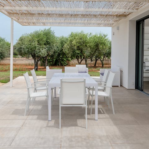 Dine alfresco on the covered terrace