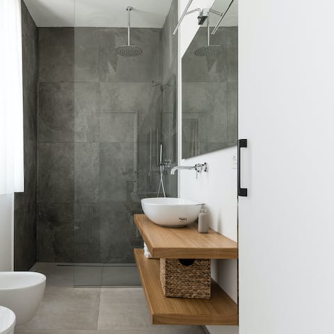 Freshen up in luxurious modern bathrooms