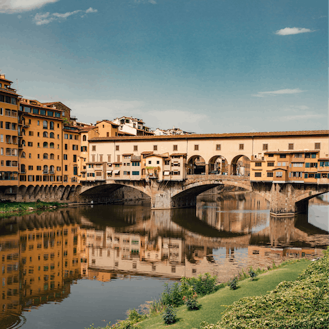 Meander across the iconic Ponte Vecchio – it's three minutes away