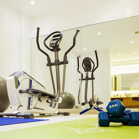 Bank a workout in the private gym room