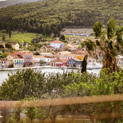 Admire the view over Fiskardo harbour