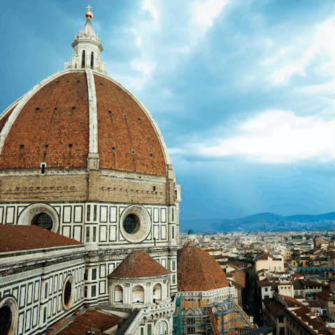 Explore the Cathedral of Santa Maria del Fiore, a three-minute stroll away