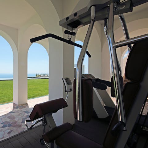 Look over Lake Garda as you work out