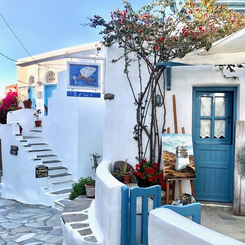 Explore Chora and its pretty cobbled streets, a twelve-minute drive away