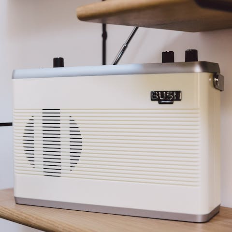 Tune into some local stations on the vintage-style radio