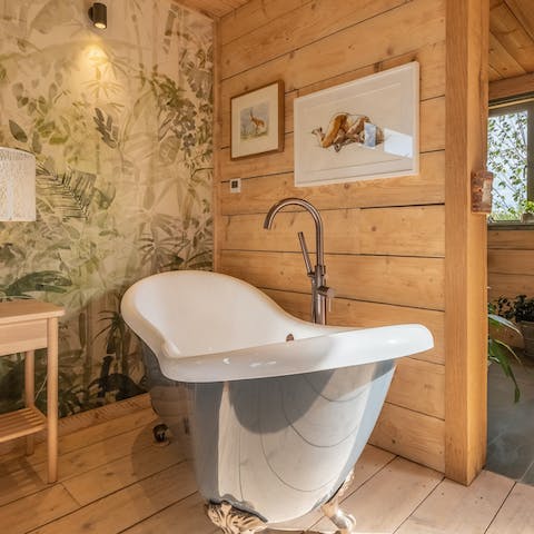 Relax in the slipper bath or hot tub after a long country walk