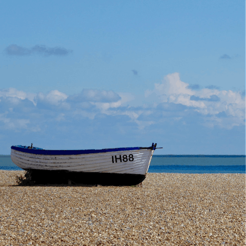 Enjoy a brisk morning stroll along Aldeburgh Beach, just two minutes from your doorstep
