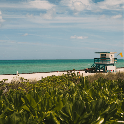 Take sizzling beach-side strolls along Miami Beach