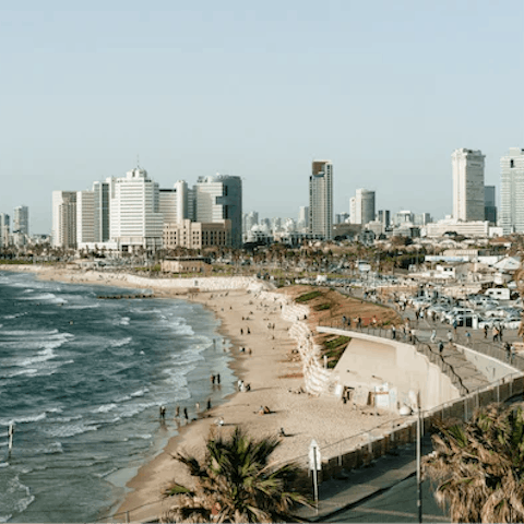 Take a stroll down to Tel Aviv's beaches, the vast sands of Frishman Beach are just two-minutes from your door