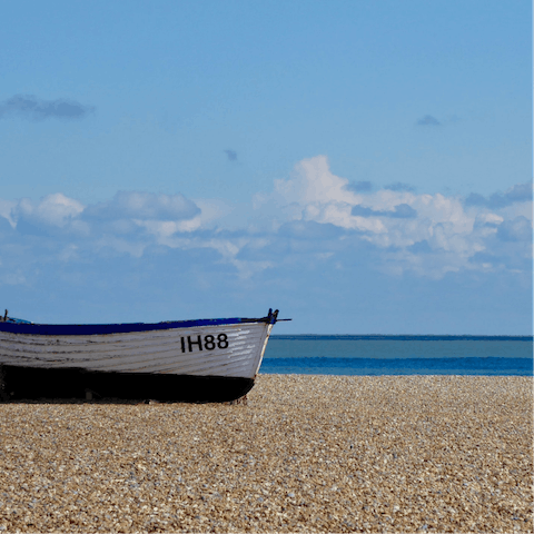 Walk five minutes to Aldeburgh's shingle beach and enjoy a day by the sea