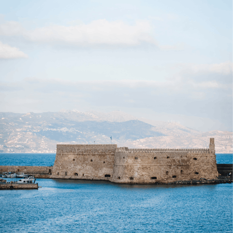 Drive fifteen minutes to historic Heraklion