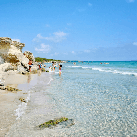 Drive half an hour away to the sandy shores of Torre Guaceto for a beach day