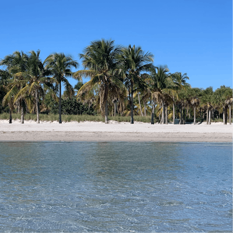 Stay on tranquil Key Biscayne – with beautiful beaches and state parks, it's just fifteen minutes by car from Downtown Miami