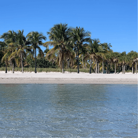 Stay on tranquil Key Biscayne – with beautiful beaches and state parks, it's just fifteen minutes by car from Downtown Miami