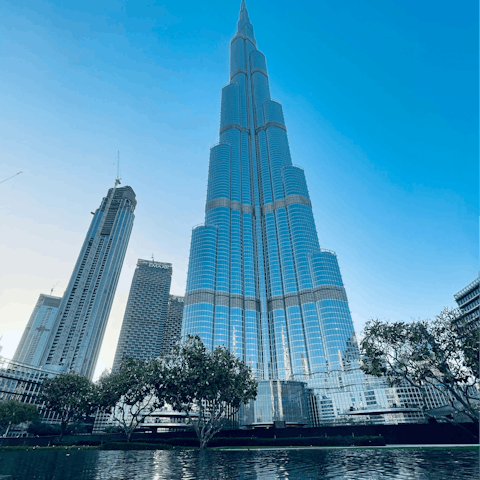 Pay a visit to the tallest building in the world, Burj Khalifa, half an hour away by car