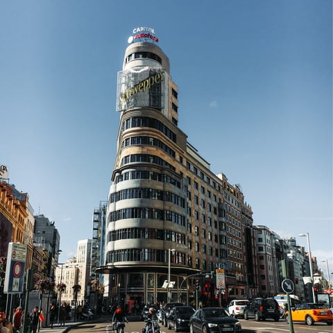 Stay just off Madrid's famous Gran Vía boulevard