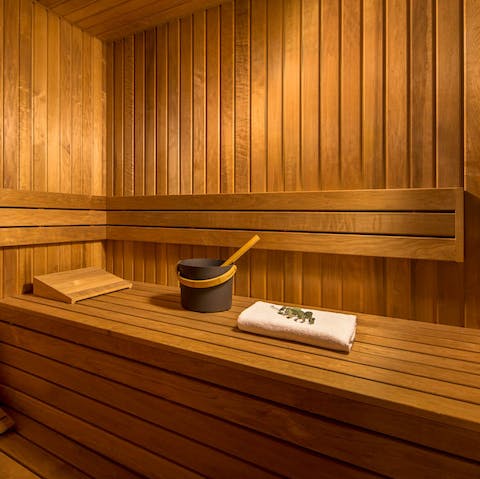 Feel your body relax in the private sauna after kayaking in Zaton Bay, three kilometres away
