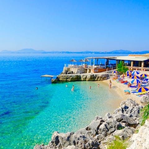 Enjoy Corfu's idyllic beaches, with your nearest one located right on your doorstep 