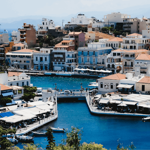 Visit Agios Nikolaos, a lively town on Crete's Mirabello Bay