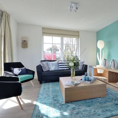 Get cosy in the contemporary and cosy living area after a day exploring South Holland