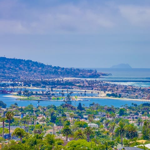 Take in sweeping views over Mission Beach and Bay 