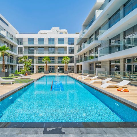 Start your day off with a few laps of your building's pristine pool