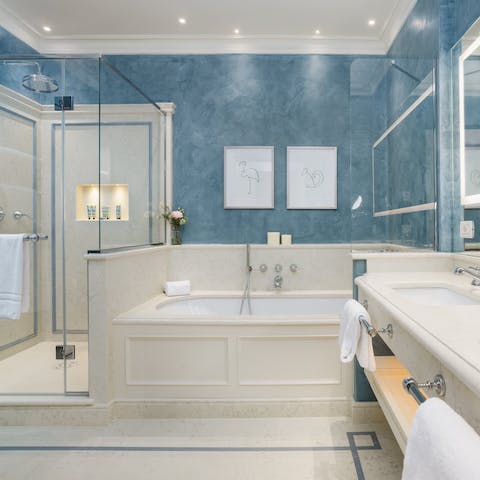 End the day's adventures with a soak in the lavish bathtub