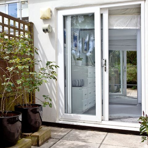 Step right to a second private patio from the master bedroom