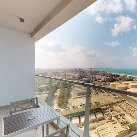 Sip your morning coffee as you drink in the sea views from the private balcony