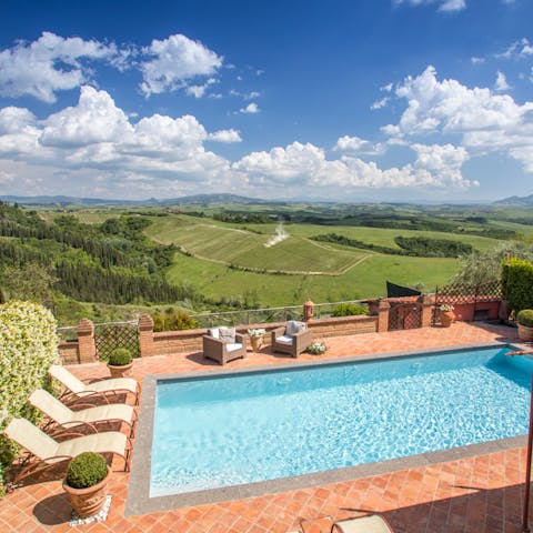 Float in the private pool to escape the Tuscan heat, and work on that perfect tan