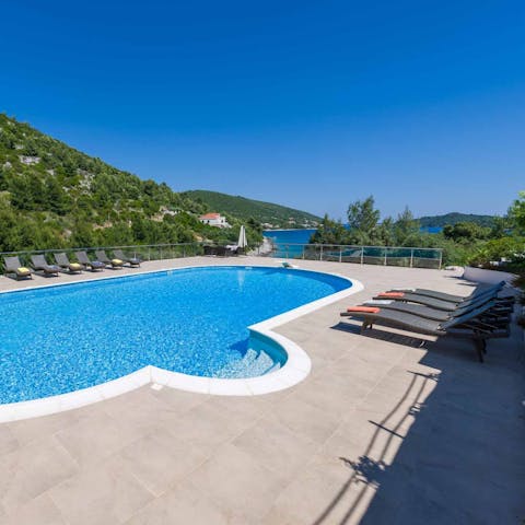 Cool off from the Croatian heat in the private pool with sea vistas