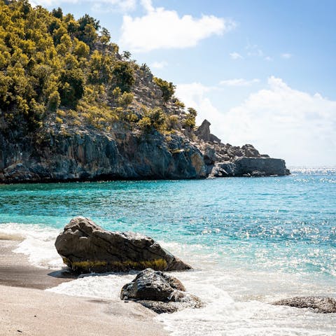 Discover the beautiful beaches of St. Bart's, a short drive away
