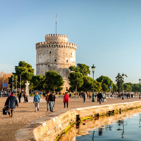 Visit the White Tower of Thessaloniki, a short drive away