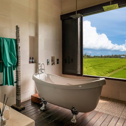 Unwind in this tub with stunning views