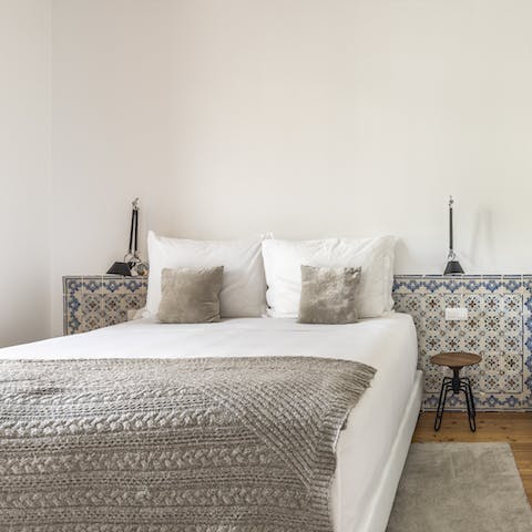 Fall asleep in the beautiful tiled bedroom