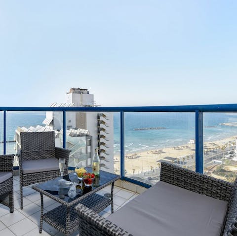 Sit out on the balcony with a bottle of champagne and admire the stunning view