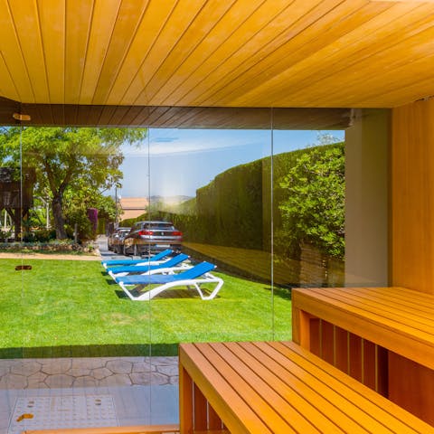 Unwind with a session in the garden sauna and detoxify