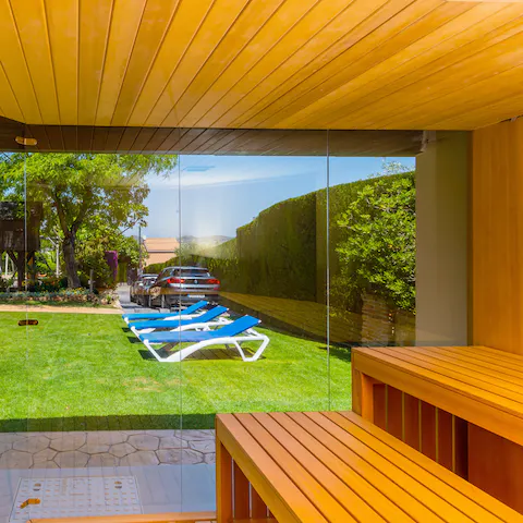 Unwind with a session in the garden sauna and detoxify