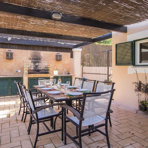 Enjoy evening meals grilled on the barbecue on the covered terrace