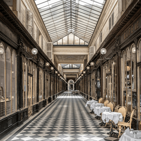 Grab a coffee and do some shopping in the pretty arcades