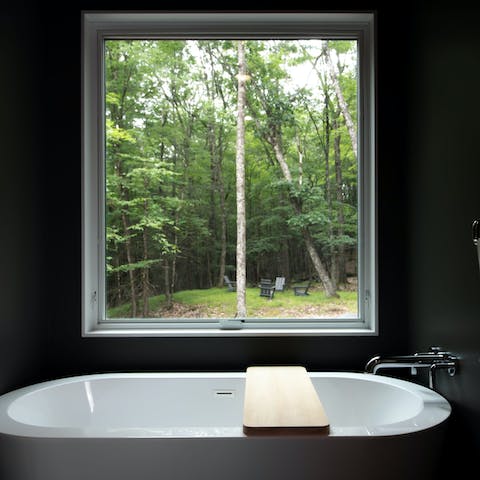 Soak in the bath after a busy day exploring the local trails