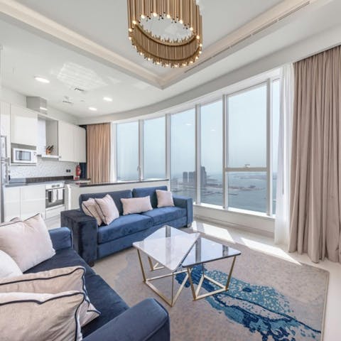 Admire the views from the floor-to-ceiling windows