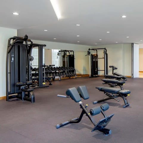 Keep up with your fitness routine in the on-site gym