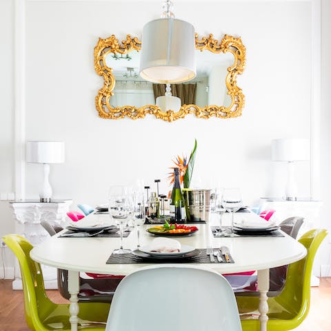 Serve up a celebratory dinner paired with Spanish wine at the formal dining area