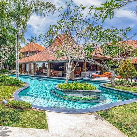 Enjoy a relaxing swim in the azure private pool