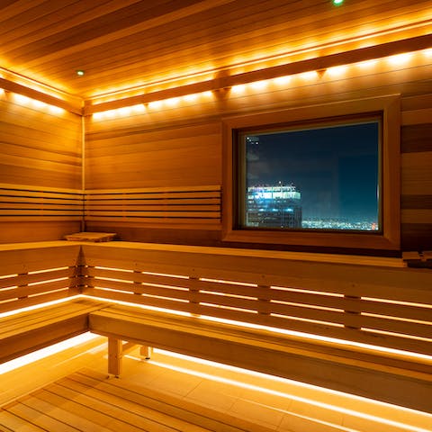 Relax and recharge in the building's sauna