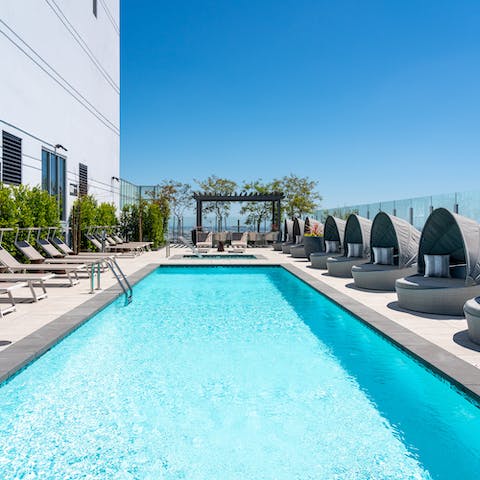 Swim laps or sip cocktails at the rooftop pool